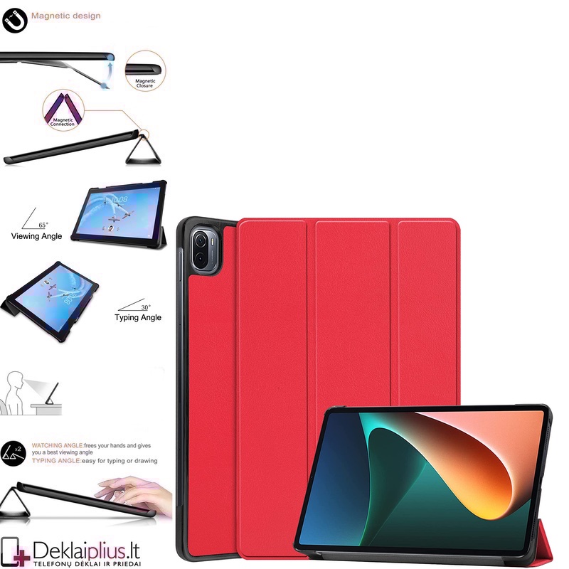 Dirbtinės odos atverčiamas dėklas- raudonas (Xiaomi Mi Pad 5/Pad 5 Pro (11.0) Dirbtinės odos atverčiamas dėklas- raudonas (Xiaomi Mi Pad 5/Pad 5 Pro (11.0)